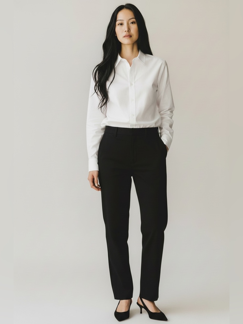 Calvin Klein Modern Fit Classic Black Straight-Leg Work Pants - size 2
